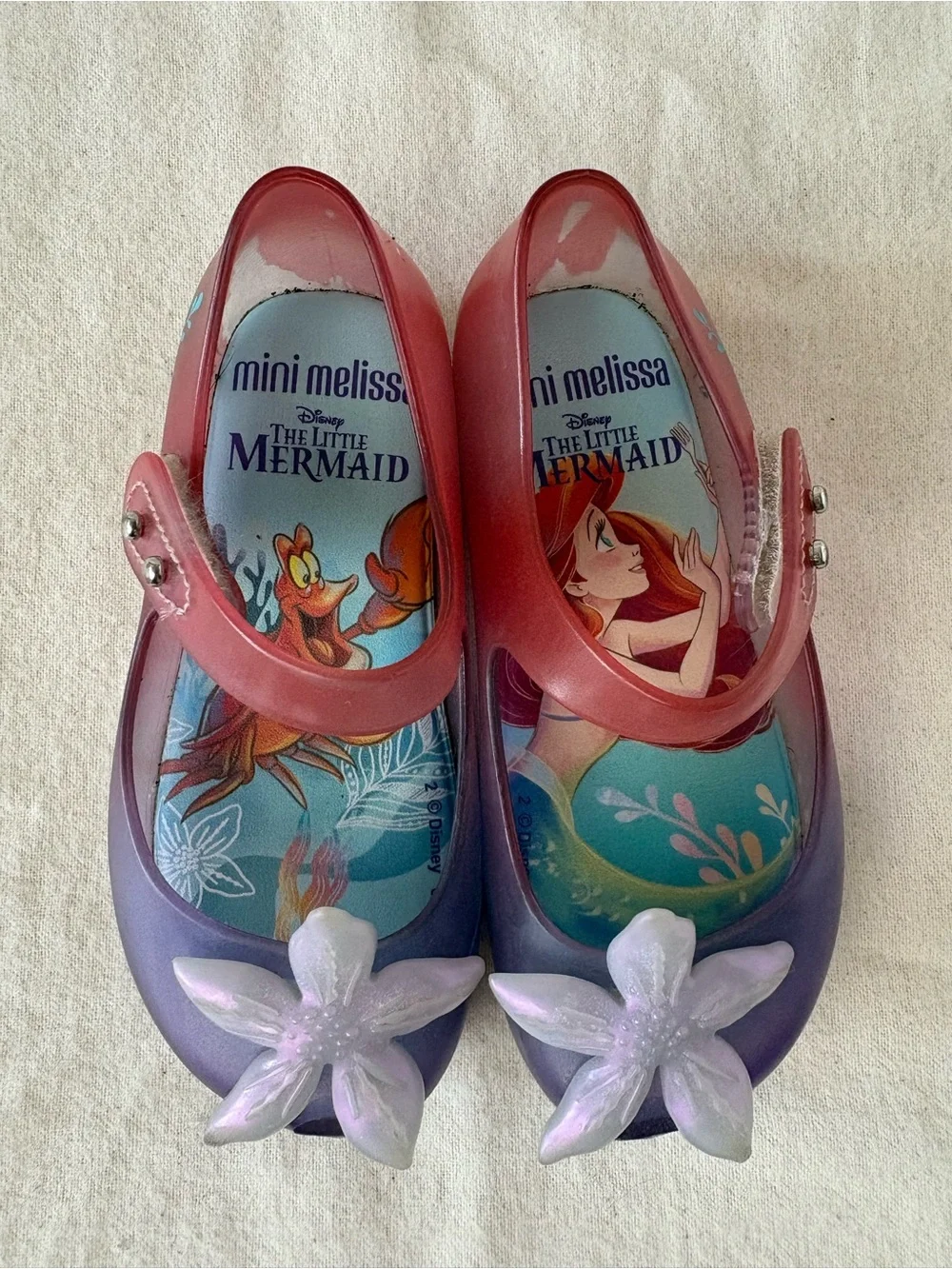 Mini Melissa Disney TODDLER Girls Purple-Pink Jelly Mary Janes Starfish SMALL 8